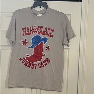 LG Beige Cotton T-Shirt with Black Print